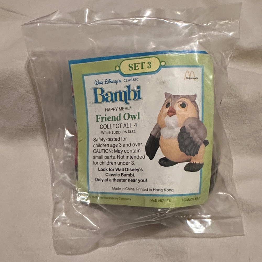 McDonald's *Vintage* Disney's Bambi *Friend Owl* Happy Meal Toy
